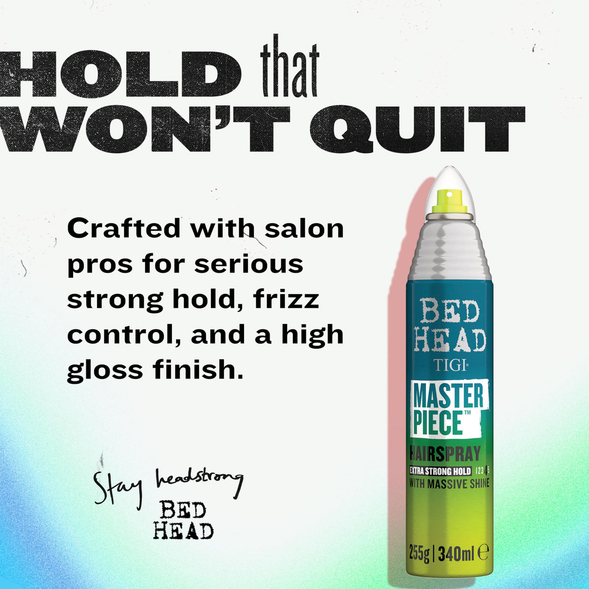 TIGI Bed Head Frizz Control Hair Spray back view with ingredients