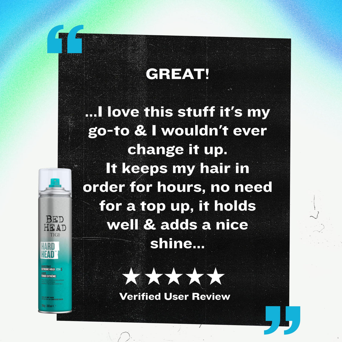 TIGI Bed Head Hard Head Hair Spray on vanity