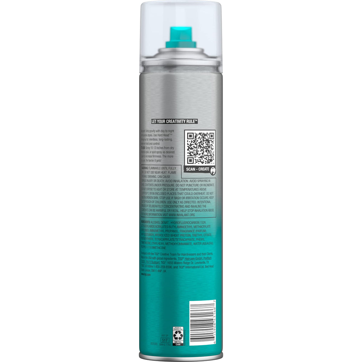 TIGI Bed Head Hard Head Hair Spray packaging details