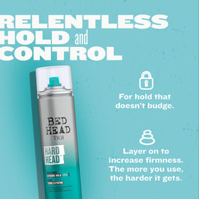 TIGI Bed Head Hard Head Hair Spray with styling tools