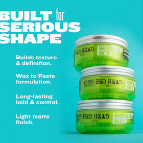 TIGI Bed Head Manipulator Matte Hair Wax side view with product details