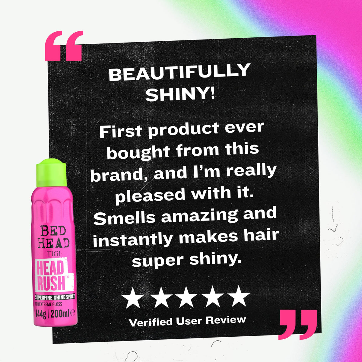 TIGI Headrush Spray packaging with tropical theme