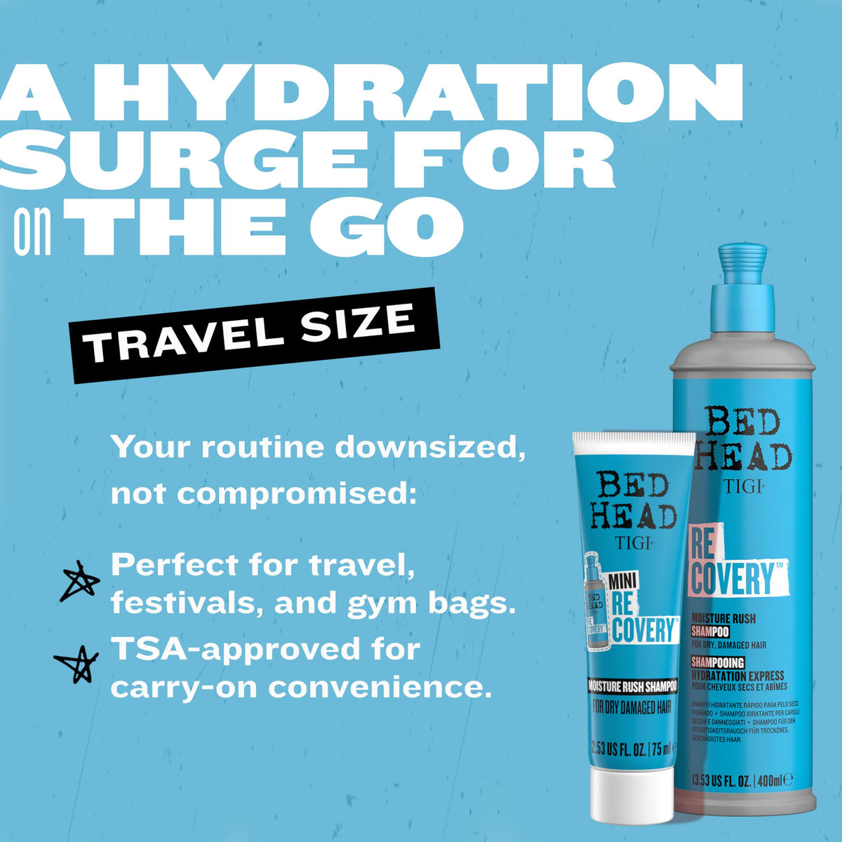 TIGI Recovery Shampoo Travel Mini bottle with product label