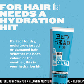 TIGI Recovery Shampoo Travel Mini with a towel and hairbrush