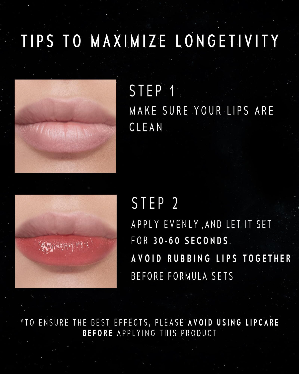 TIMEPHORIA Stellar Dust Lip Stain 28 Elyxion texture on hand
