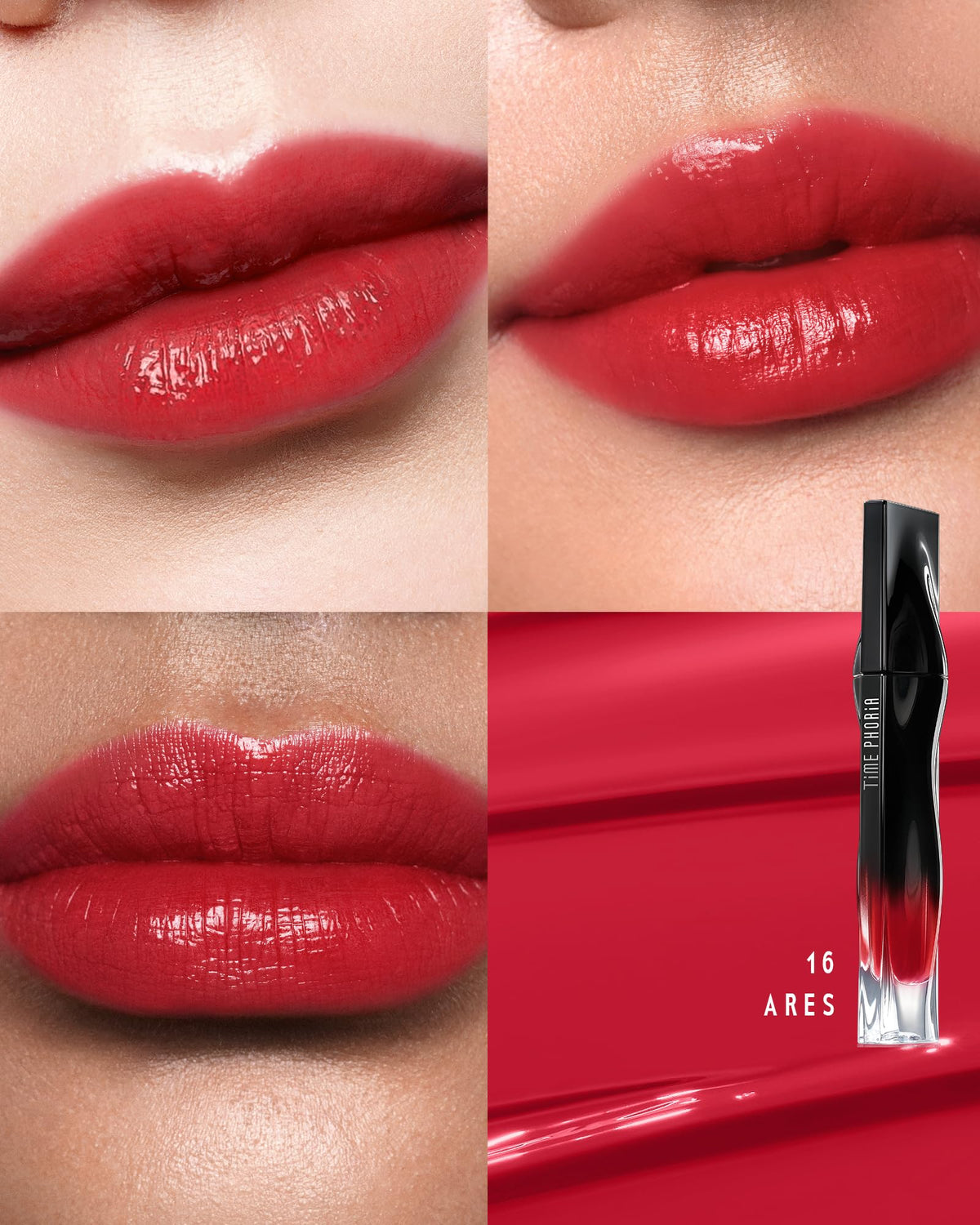 TIMEPHORIA Stellar Dust Lip Stain Classic Red 16 swatch on skin