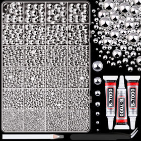TINKRSTUFF 11000 Pcs Flatback Pearls Silver assorted sizes