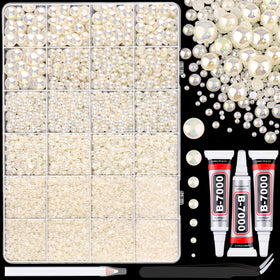 TINKRSTUFF 13000Pcs Flatback Pearls Beige AB assorted sizes