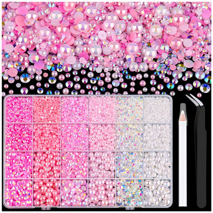 TINKRSTUFF 14000PCS flatback pearls and rhinestones box front view