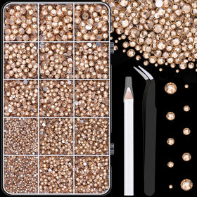 TINKRSTUFF 16000 Pcs champagne resin rhinestones box front view