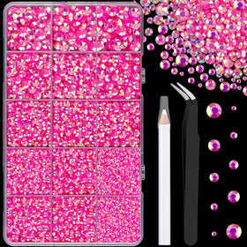 TINKRSTUFF 16000 Pcs Hot Pink AB resin rhinestones in box