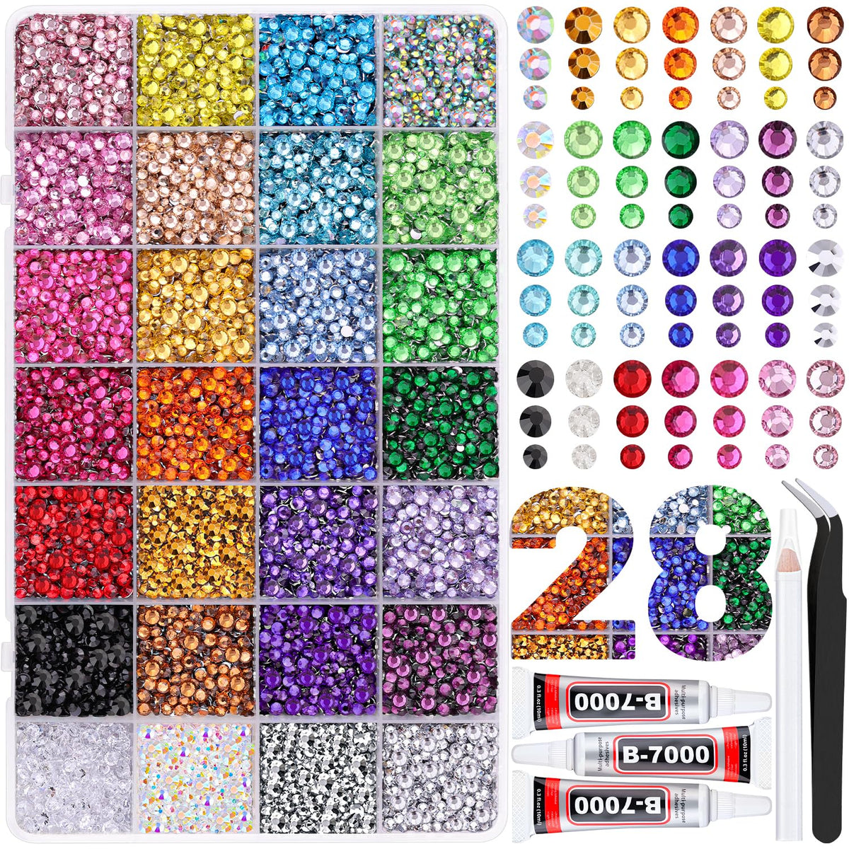 TINKRSTUFF 20000 Pcs multicolour rhinestones in storage box