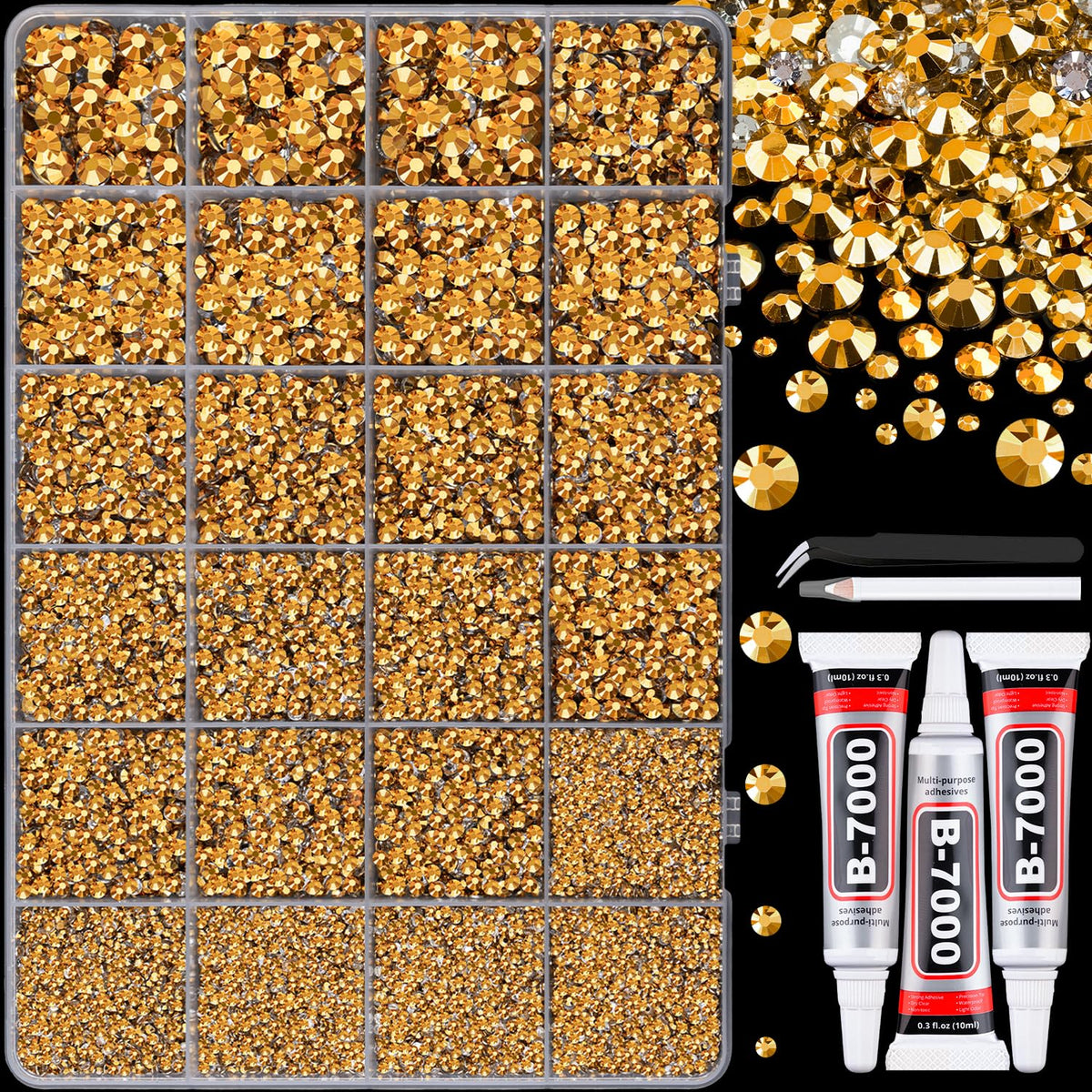 TINKRSTUFF 25000Pcs resin rhinestones assorted sizes in box