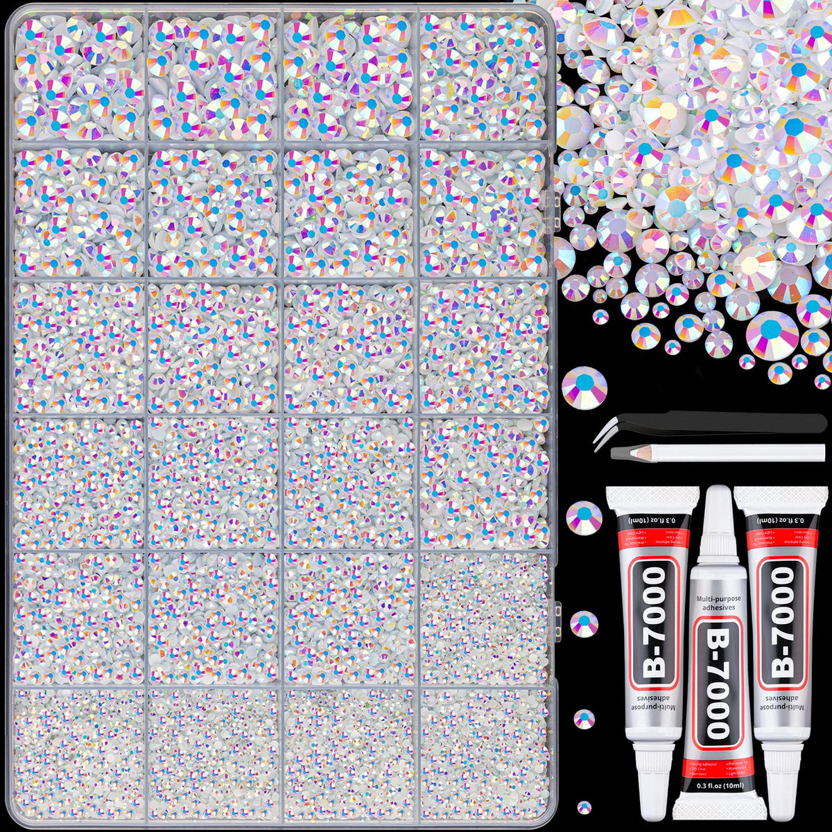 TINKRSTUFF 25000Pcs resin rhinestones assorted sizes in box