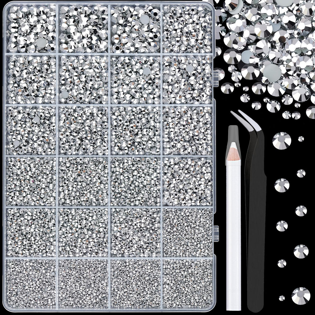 TINKRSTUFF 25000Pcs resin rhinestones box front view