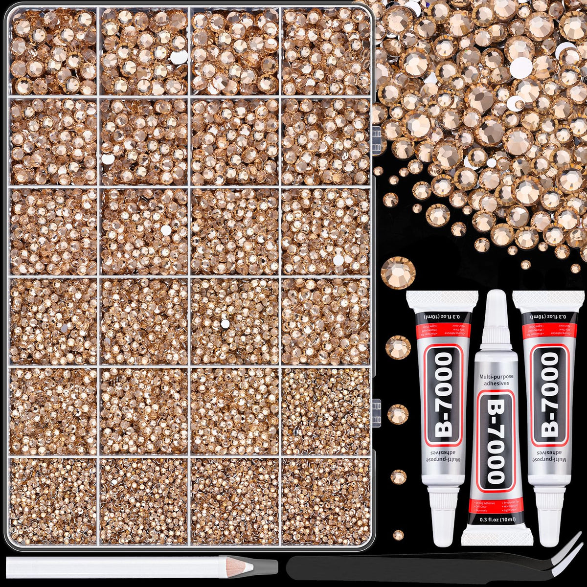 TINKRSTUFF 25000pcs rhinestones champagne colour in box