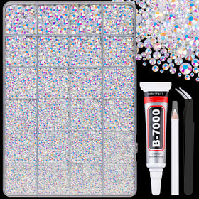 TINKRSTUFF 25000Pcs White AB resin rhinestones box front view