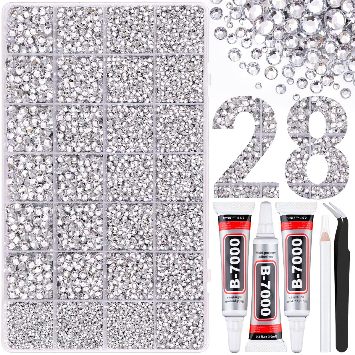 TINKRSTUFF 30000Pcs resin rhinestones box with various sizes