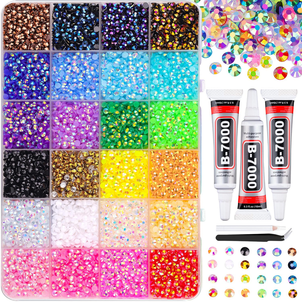 TINKRSTUFF 34000 Pcs 3mm Multicolor Rhinestones in box