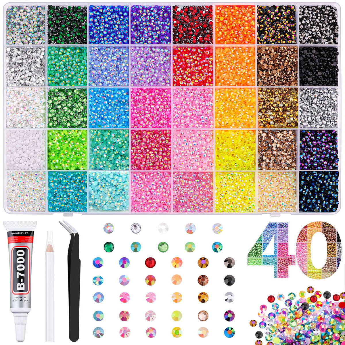 TINKRSTUFF 40000 pcs mixed-colour rhinestones box front view