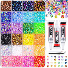 TINKRSTUFF 9000 Pcs Mixed-Color Rhinestones in box with tweezers