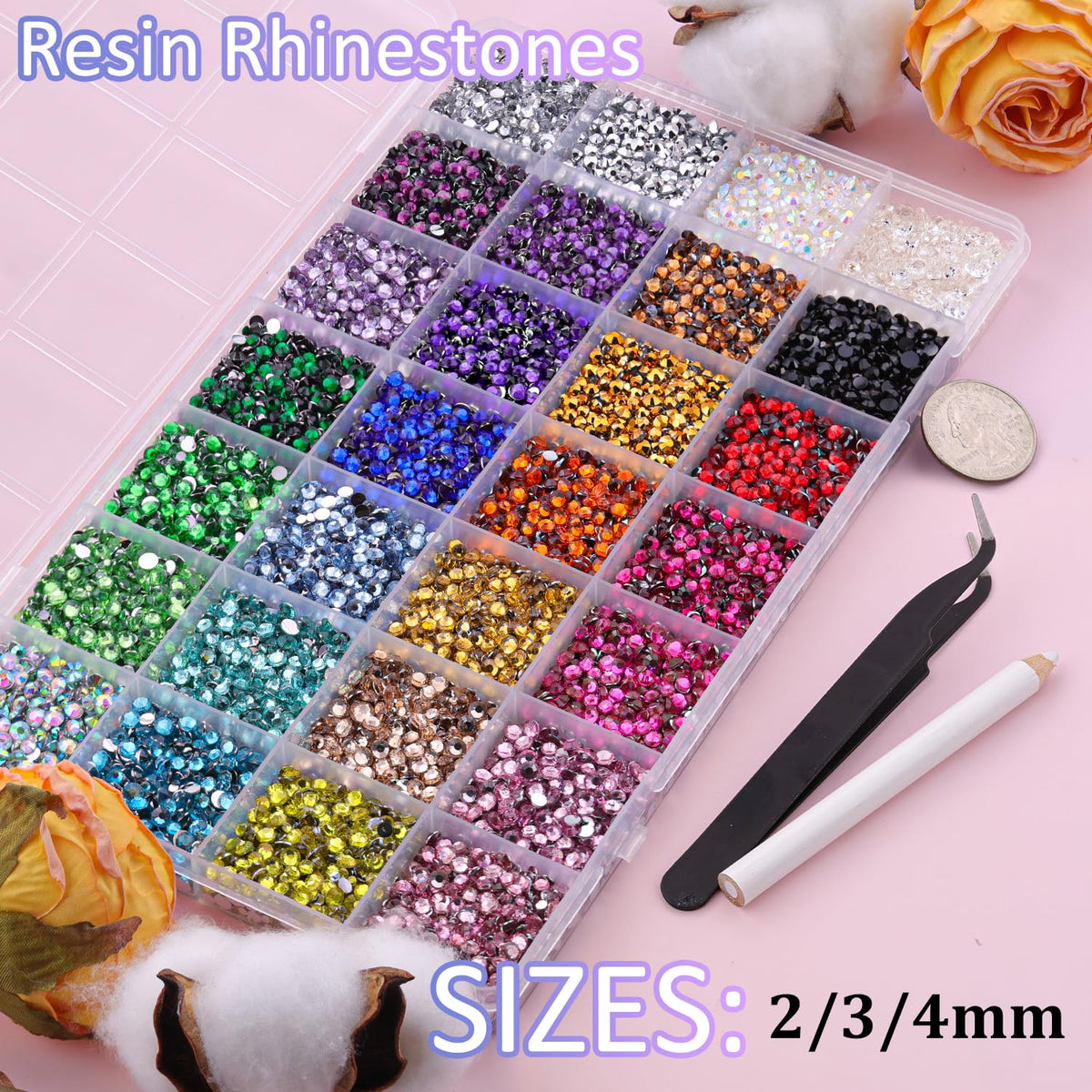 TINKRSTUFF assorted resin rhinestones in various colours and sizes