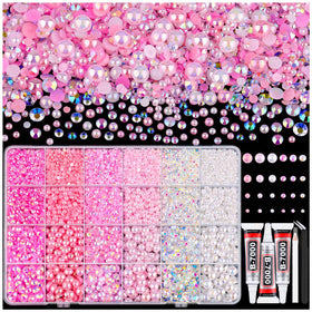 TINKRSTUFF Flatback Pearls and Rhinestones Kit with tools and glue