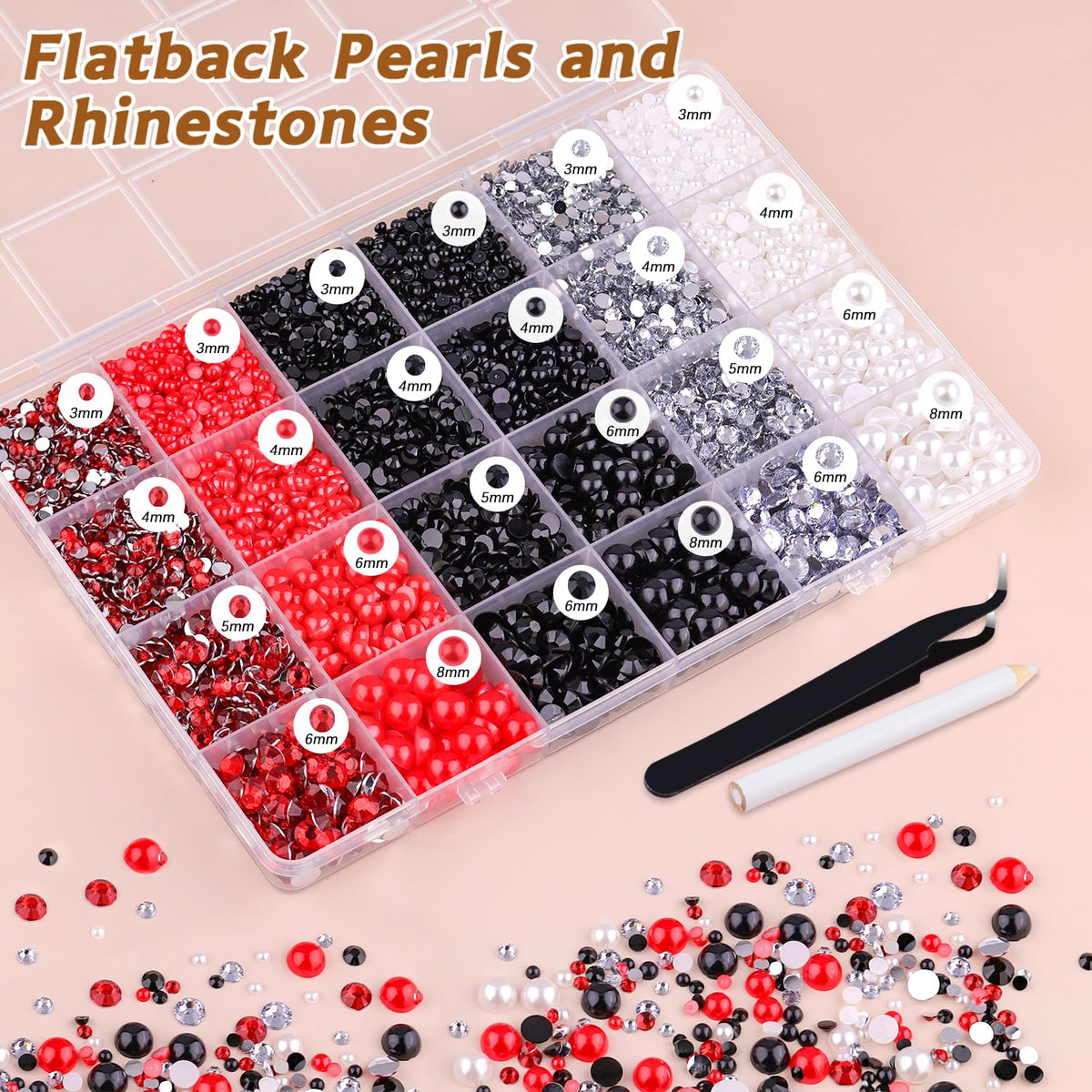 TINKRSTUFF flatback pearls and rhinestones with tweezer and picker pencil