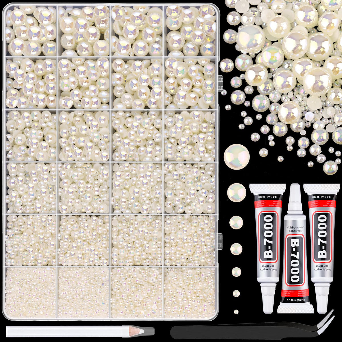 TINKRSTUFF Flatback Pearls assorted sizes in beige AB