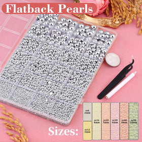 TINKRSTUFF flatback pearls in a box with 24 grids