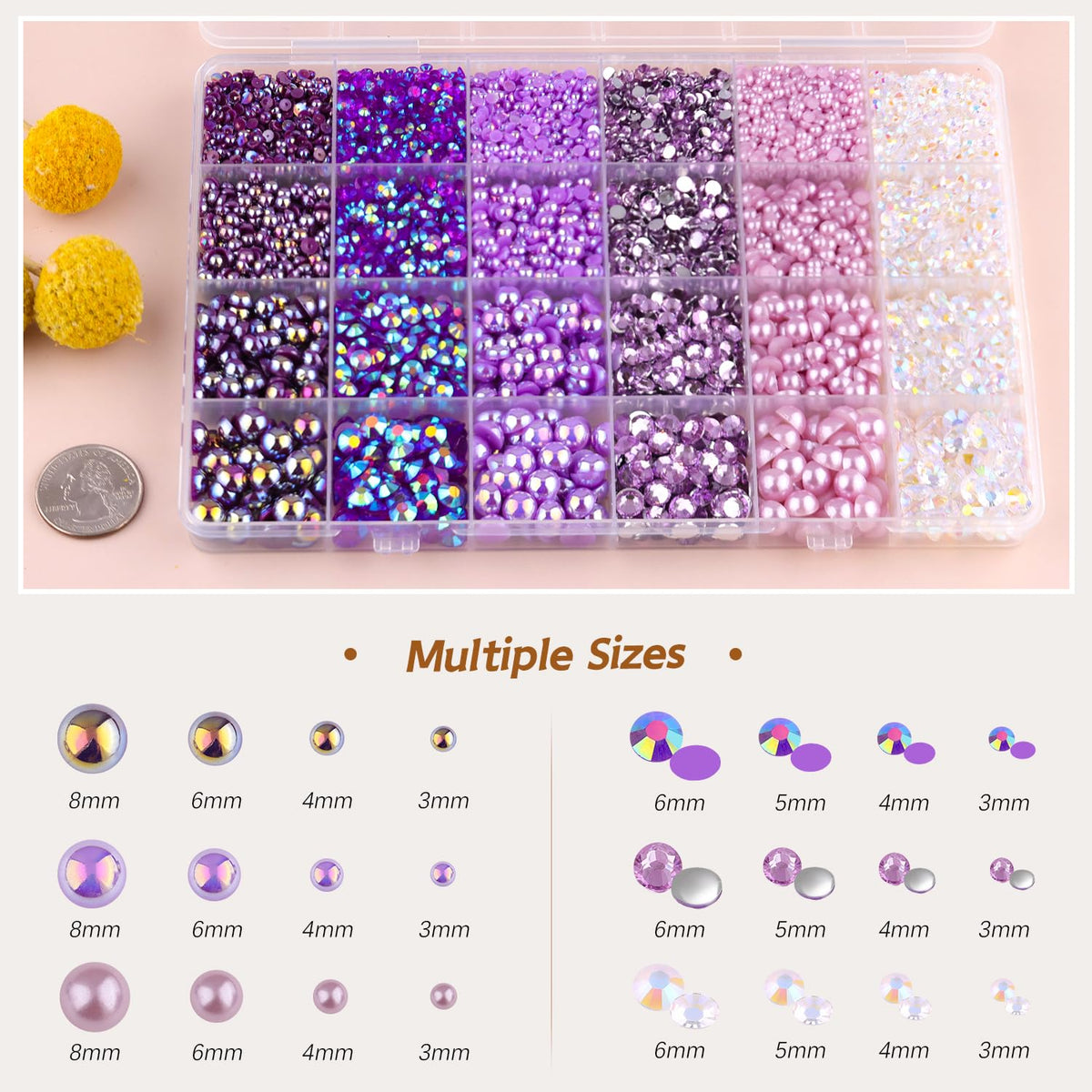 TINKRSTUFF flatback pearls in various sizes and colours