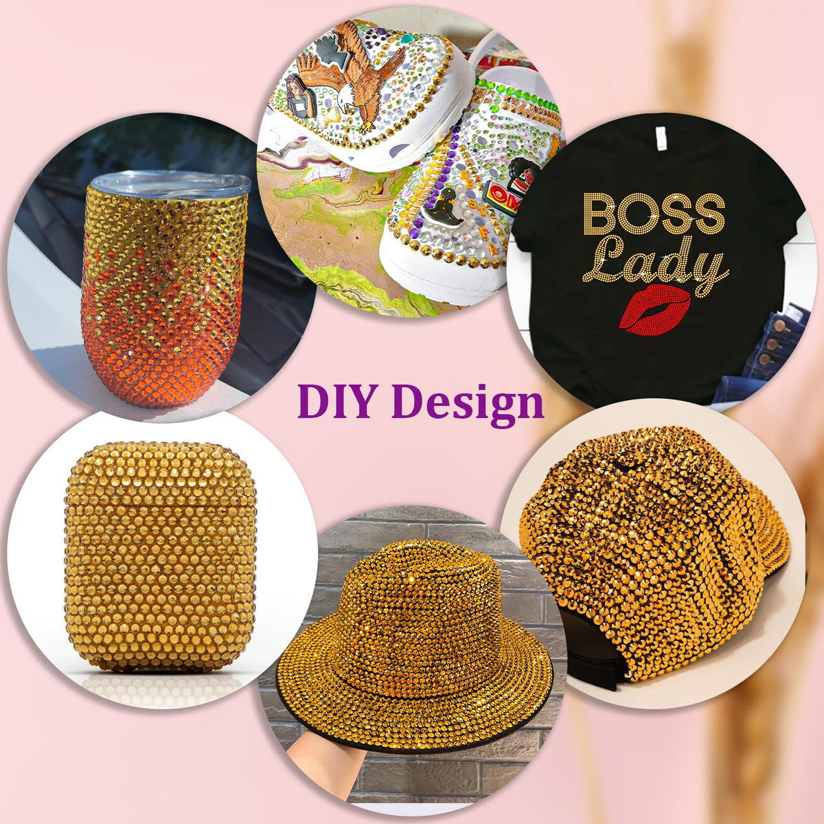 TINKRSTUFF Gold Rhinestones applied on a tumbler