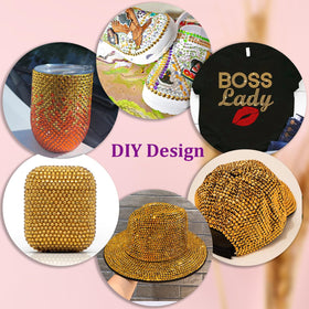 TINKRSTUFF Gold Rhinestones applied on a tumbler