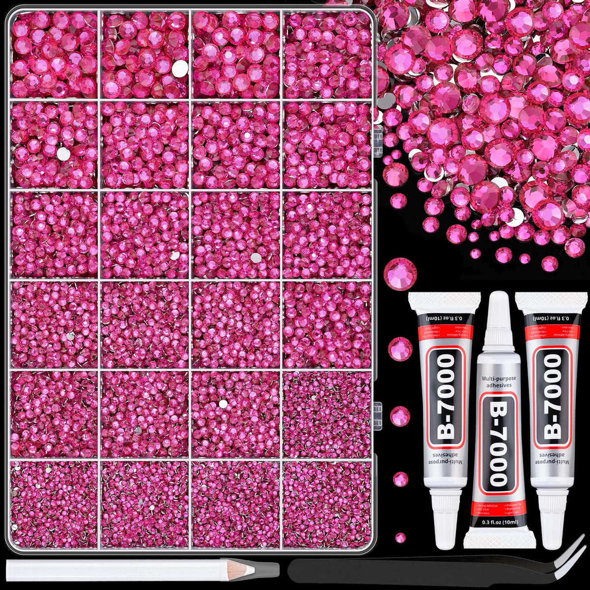 TINKRSTUFF Hot Pink Resin Rhinestones box front view