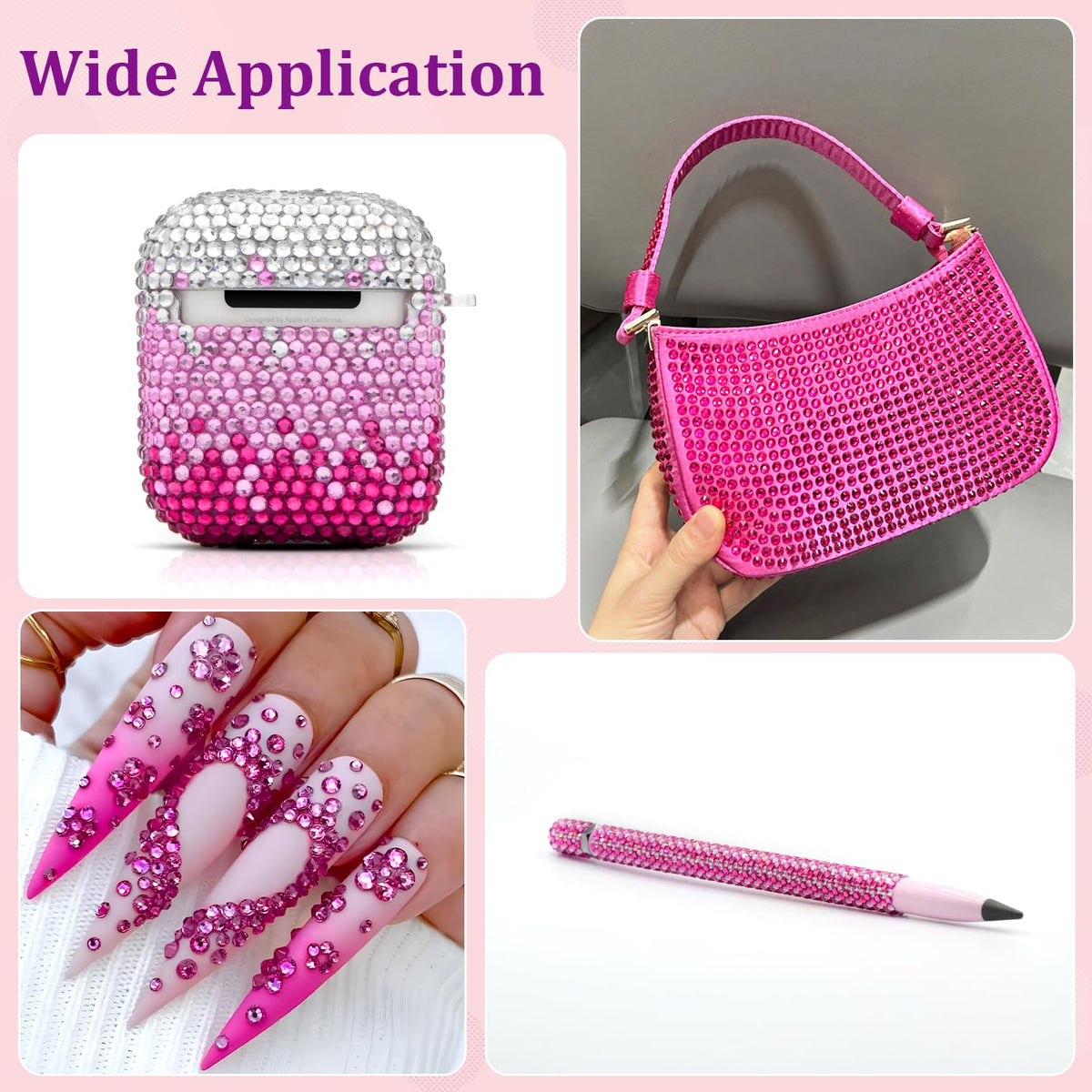 TINKRSTUFF Hot Pink Resin Rhinestones in a crafting setup