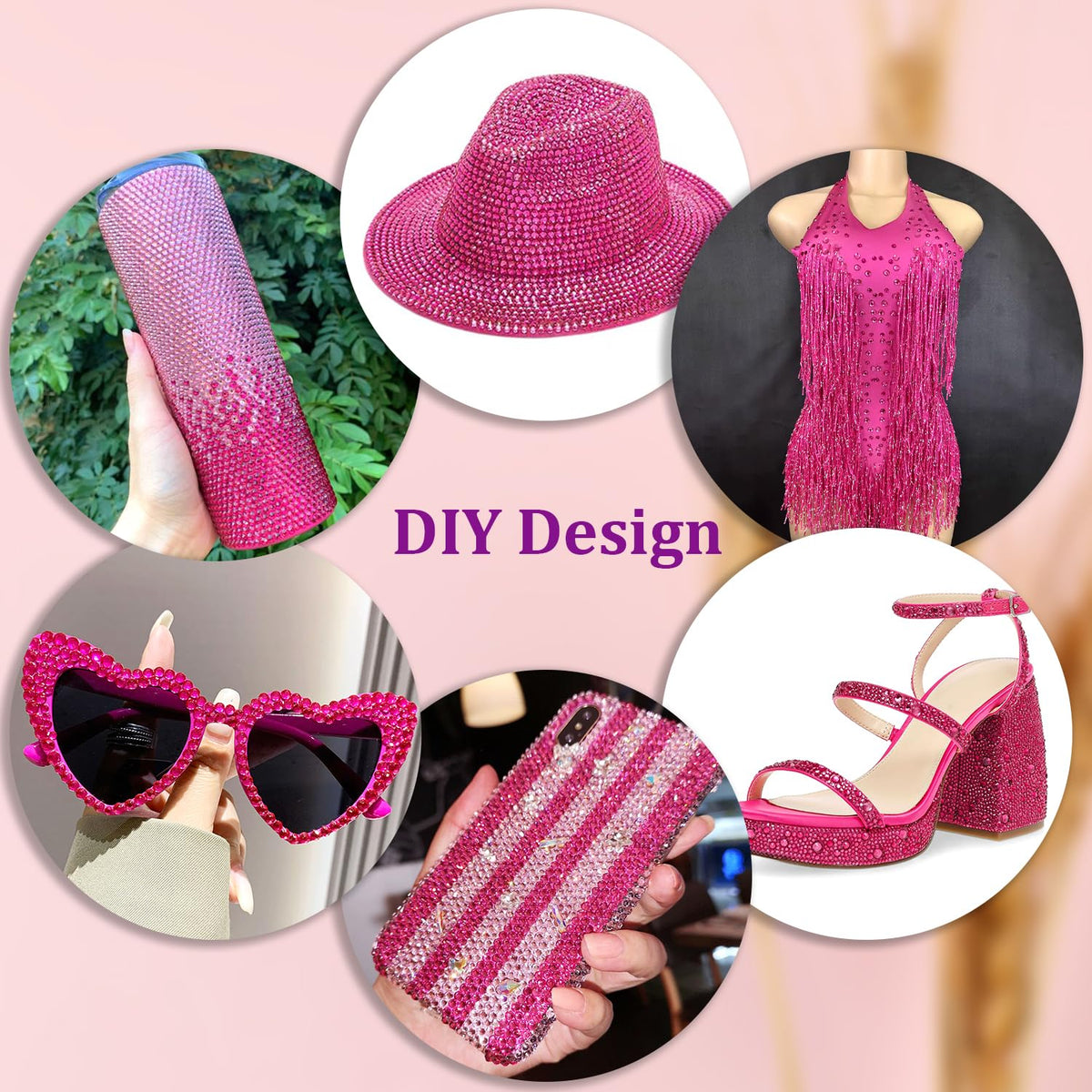 TINKRSTUFF Hot Pink Resin Rhinestones used on a craft project