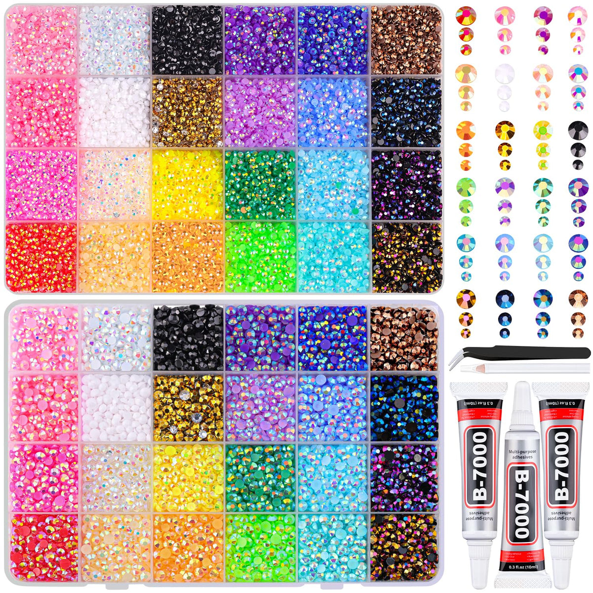 TINKRSTUFF Jelly Rhinestones Bedazzling Kit front view with storage boxes