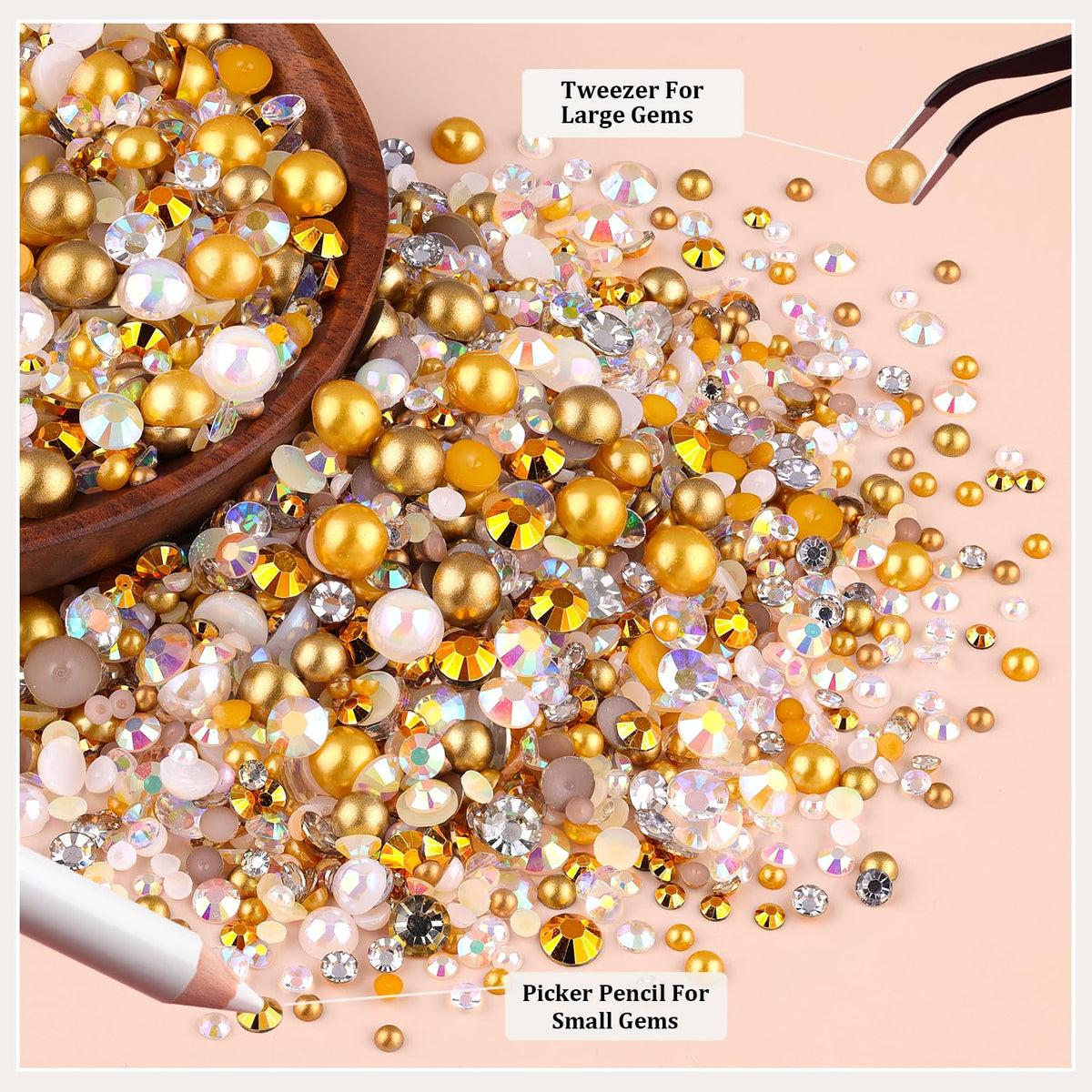 TINKRSTUFF pearls and rhinestones kit with tweezer and picker pencil