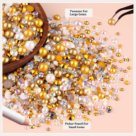 TINKRSTUFF pearls and rhinestones kit with tweezer and picker pencil
