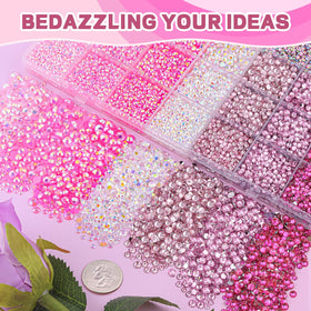TINKRSTUFF Pink Rhinestones displayed in various colours