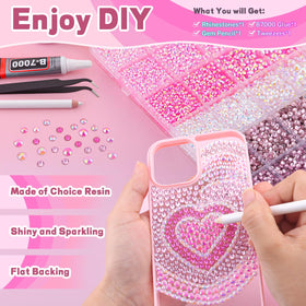 TINKRSTUFF Pink Rhinestones in a well-organized box