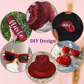 TINKRSTUFF Red Rhinestones applied on a tumbler