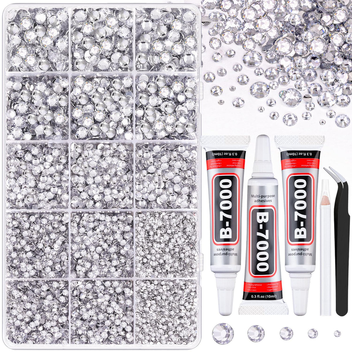 TINKRSTUFF Resin Rhinestones Bedazzling Kit with various sizes