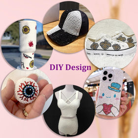 TINKRSTUFF rhinestones applied on a decorated tumbler