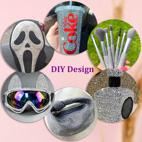 TINKRSTUFF rhinestones used on a decorated tumbler