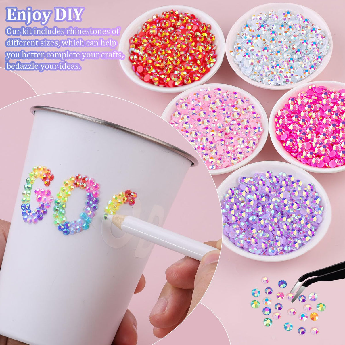 TINKRSTUFF rhinestones with tweezers and pickup pen