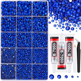 TINKRSTUFF Royal Blue Resin Rhinestones box with 15 grids