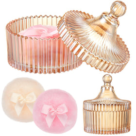 Tioncy 3 Pcs Powder Container and Puff Set in Amber, front view