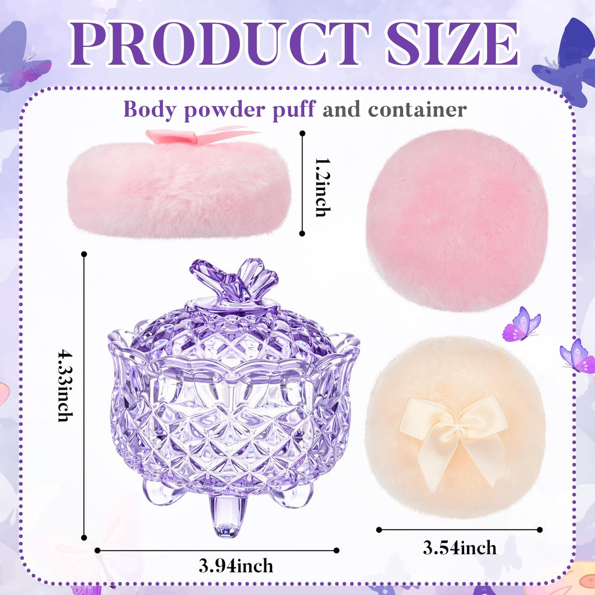 Tioncy glass container for powder puffs, elegant design