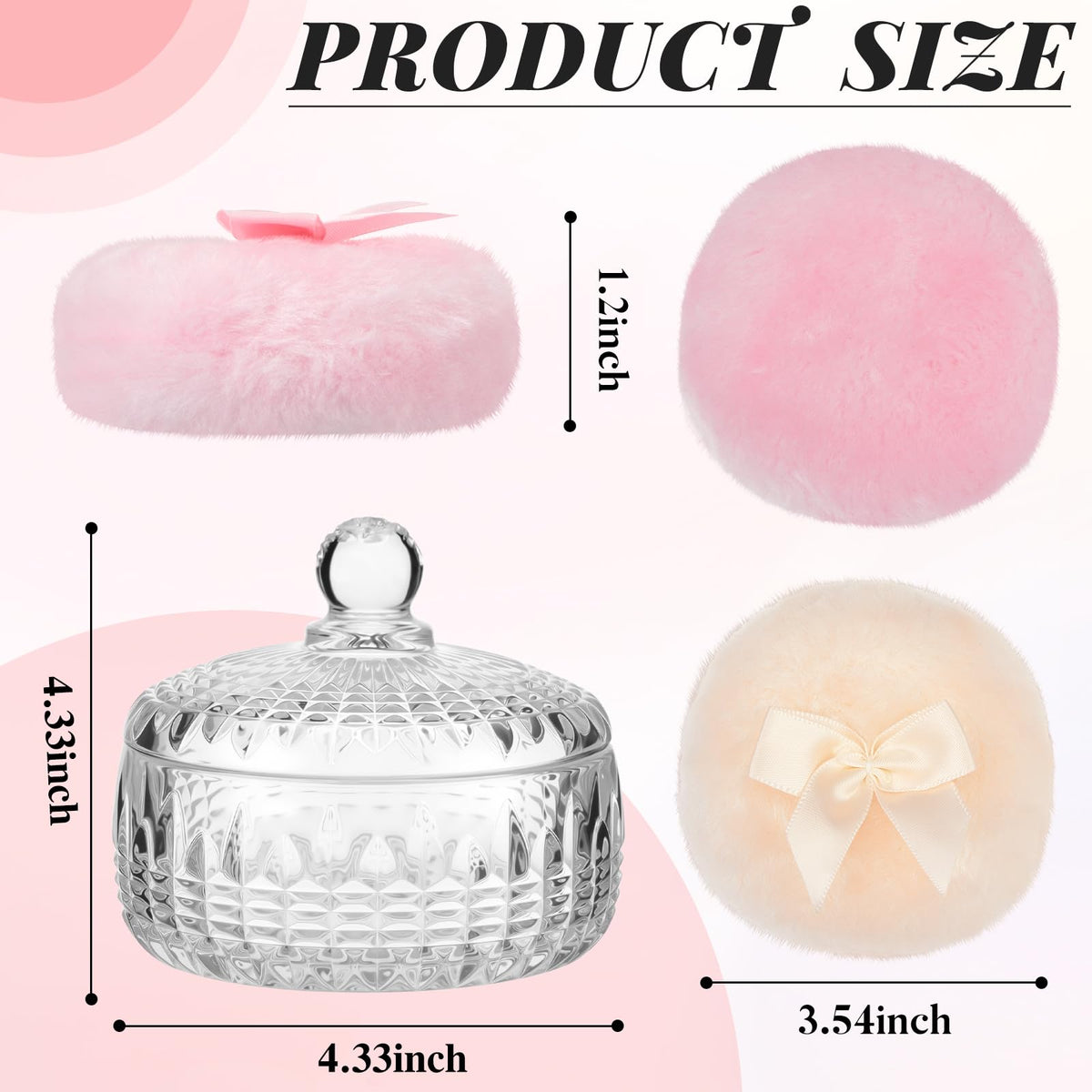 Tioncy glass container with powder puff inside